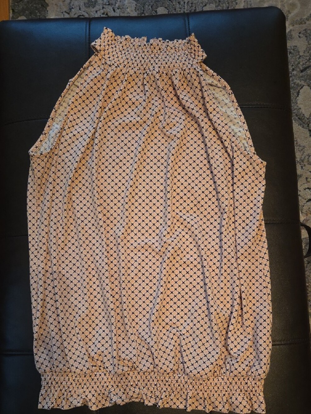 Adrianna Papell Pink Smocked Neck Shirt with Shirred Waist